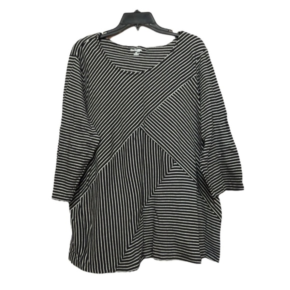 Kim Rogers Black and White 3/4 Sleeve Boxy Tunic Size 2X - Picture 1 of 4